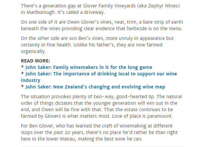 John Saker on wine's generation game Zephyr Wine