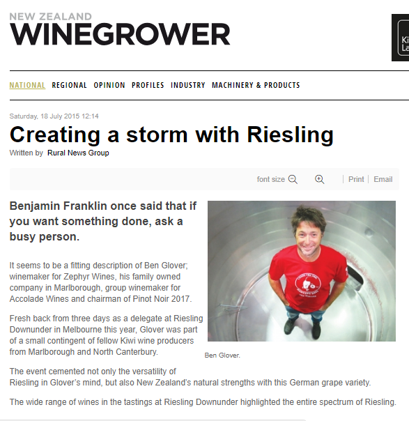 Creating a storm with Riesling Zephyr Wine